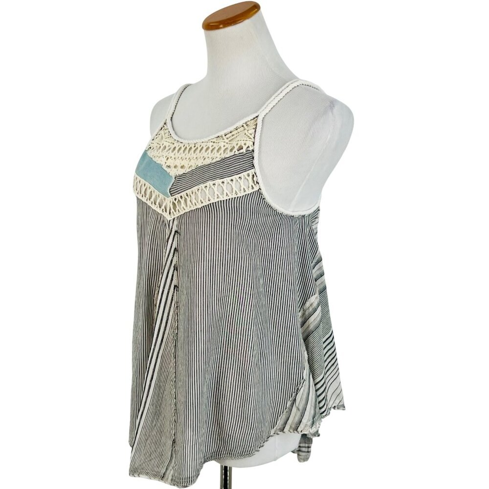 NWT Free People Striped Crochet Trim Sleeveless Top | Coastal Grandma Boho Indie - Picture 5 of 16
